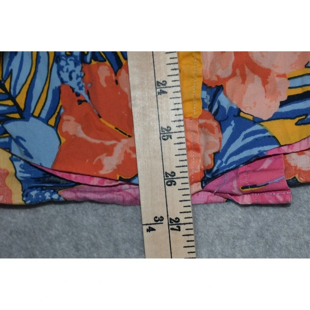 J.Crew Button Down Shirt Men Medium Yellow Pink Floral Slim Flex Washed Hawaiian